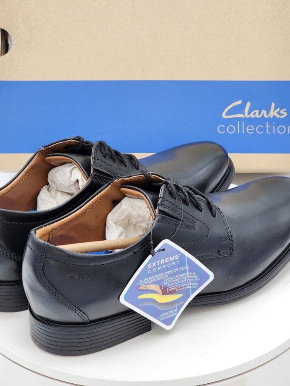 Clarks Whiddon Plain Black Leather Oxford Dress Shoes Men’s Size 8 - Picture 3 of 11